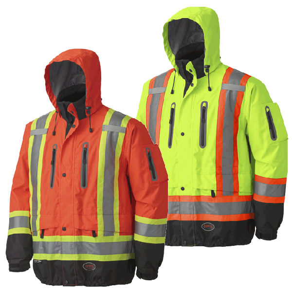 Hi-Viz Waterproof/Breathable Premium Safety Jacket - 300D OX. POLY