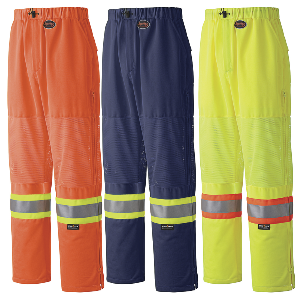 Hi-Viz Poly Knit Traffic Safety Pants - Mesh Leg Panels