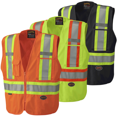 HV T-Away Mesh Back Zip Front Safety Vest, Tricot Poly Intlk