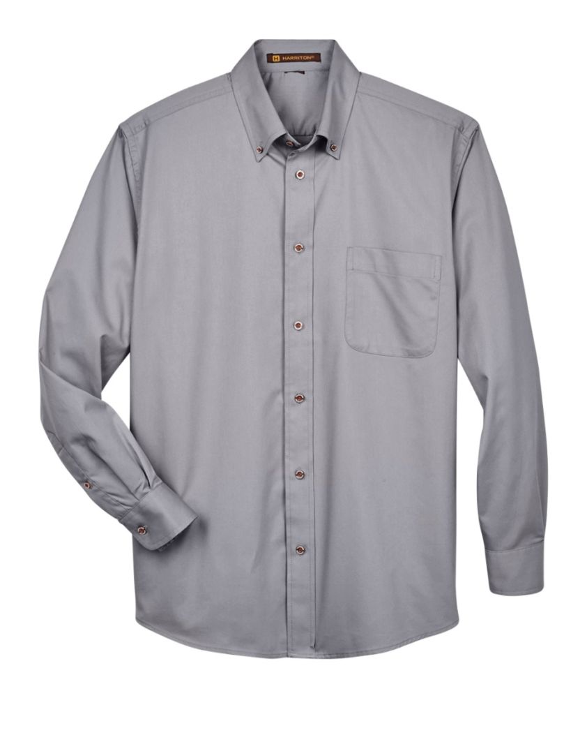 Harriton Men's Easy Blend™ Long-Sleeve Twill Shirt with Stain-Release