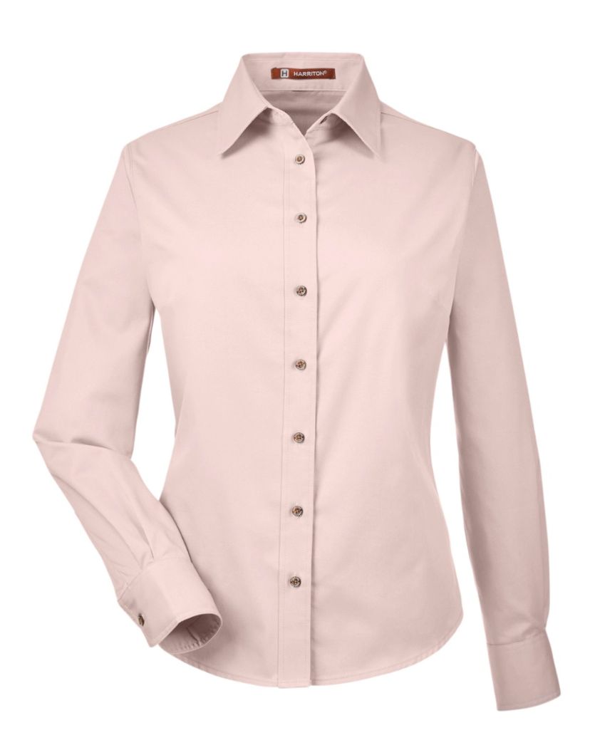 Harriton Ladies' Easy Blend™ Long-Sleeve Twill Shirt with Stain-Release