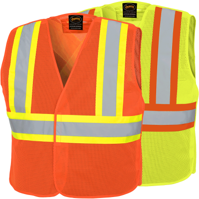 Hi-viz Tear-away Mesh Safety Vest, with Hangable Bag